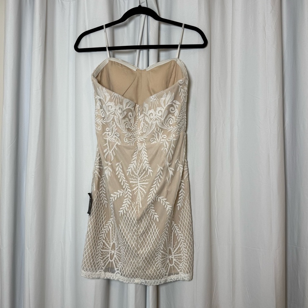 Lulus Elegant Moves Strapless Embroidered Mesh Mini Dress NWT Large - Picture 9 of 15